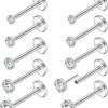 Best PunkTracker Punktracker 20G 18G 16G Threadless Push In Nose Rings Studs Surgical Steel Nose Stud 1.5Mm 2Mm 2.5Mm 3Mm 4Mm Cubic Zircon Nose Piercing Jewelry For Women Men