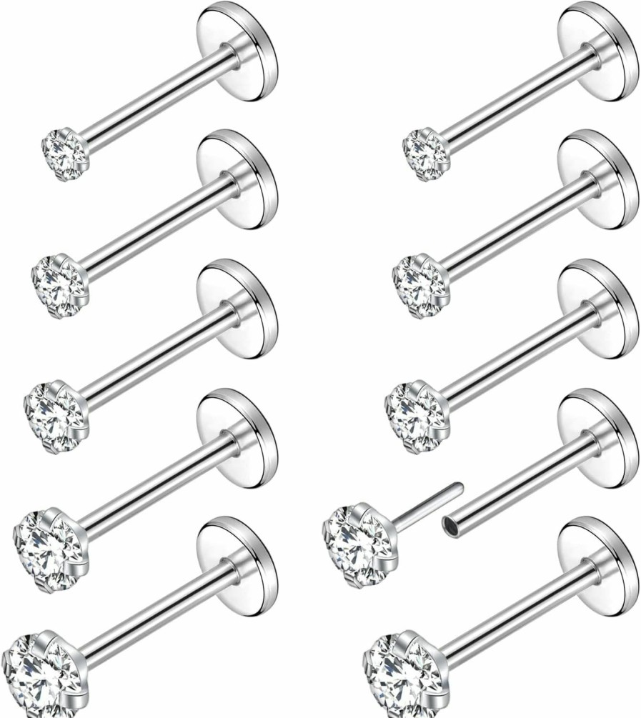 Best PunkTracker Punktracker 20G 18G 16G Threadless Push In Nose Rings Studs Surgical Steel Nose Stud 1.5Mm 2Mm 2.5Mm 3Mm 4Mm Cubic Zircon Nose Piercing Jewelry For Women Men