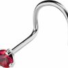 Online Jewelry Avalanche Jewelry Avalanche 22G Solid 14Kt Gold Nose Screw Stud With Prong Set Real Ruby Gemstone, 14Kt Yellow Gold Or 14Kt White Gold - July Birthstone Nose Ring