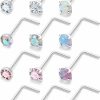 Online Uzgtvy Uzgtvy 18G 20G 22G Opal Nose Rings Studs Surgical Steel Nose Nostril Piercing Jewelry For Women Men Girl Opal 1.5Mm 2Mm 12Pcs