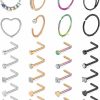 Wholesale Mayhoop Mayhoop 20G Stainless Steel Nose Rings Hoop L Shape Nose Studs Nose Screw Bone Silver Rose Gold Black Rainbow Pack For Women Men 28Pcs