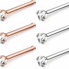 New Belatti Belatti 6Pcs Surgical Steel Nose Ring For Women & Men - 2Mm Cz Cubic Zirconia Set - Hypoallergenic Pushin Bar Nose Ring Straight Post - Bone Pin Stud Nose Piercing Jewelry (Choose Gauge - Color - Gem)