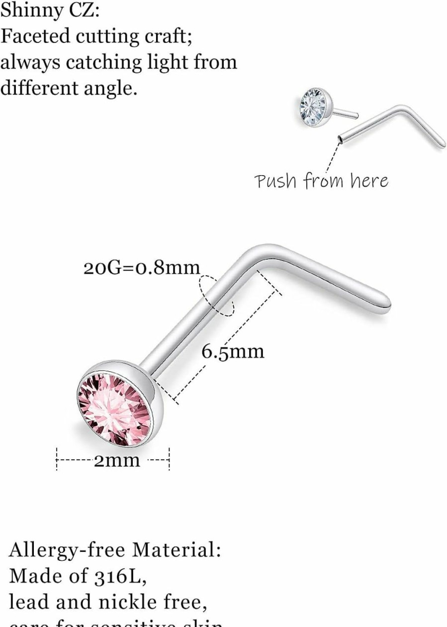 Online Leiainely Leiainely Threadless Nose Stud Nose Rings Nose Ring Nose Studs Nose Stud Nose Piercings Nose Rings Studs Nose Rings For Women Nose Piercing Jewelry Surgical Steel Nose Ring Nose Piercing