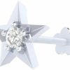 Wholesale Demira Demira Jewels Star Shaped Nose Stud With 0.02 Ct Natural Diamond In 14K White Gold, 8 Mm 16 Gauge Internally Threaded Screw Post