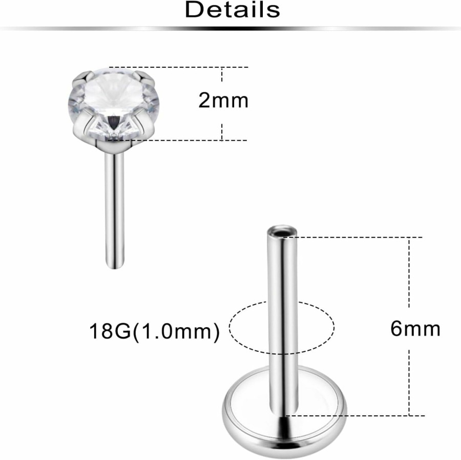 Clearance Ftovosyo Ftovosyo G23 Titanium Threadless Push In Nose Rings Studs 18G 20G Pushin Nose Piercings Nostril Piercing Jewelry For Women Men