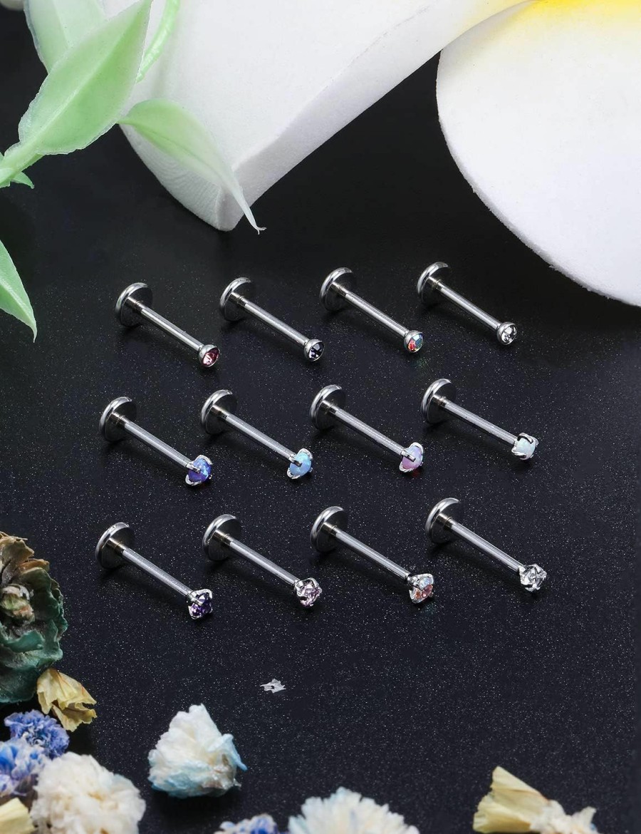 Best Ocptiy Ocptiy 18G 20G Push In Theadless Nose Rings Studs Hypoallergenic Surgical Steel Cartilage Tragus Helix Earrings Stud Lip Labret Monroe Medusa Piercings Jewelry 6Mm 7Mm 8Mm Bar Lenght Diamond 3Mm