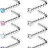 Best Ruifan Ruifan 18G 316L Surgical Steel 1.5Mm 2Mm 2.5Mm 3Mm Opal & Clear Cz Nose L-Shaped Rings Studs Ring Body Piercing Jewelry 8Pcs