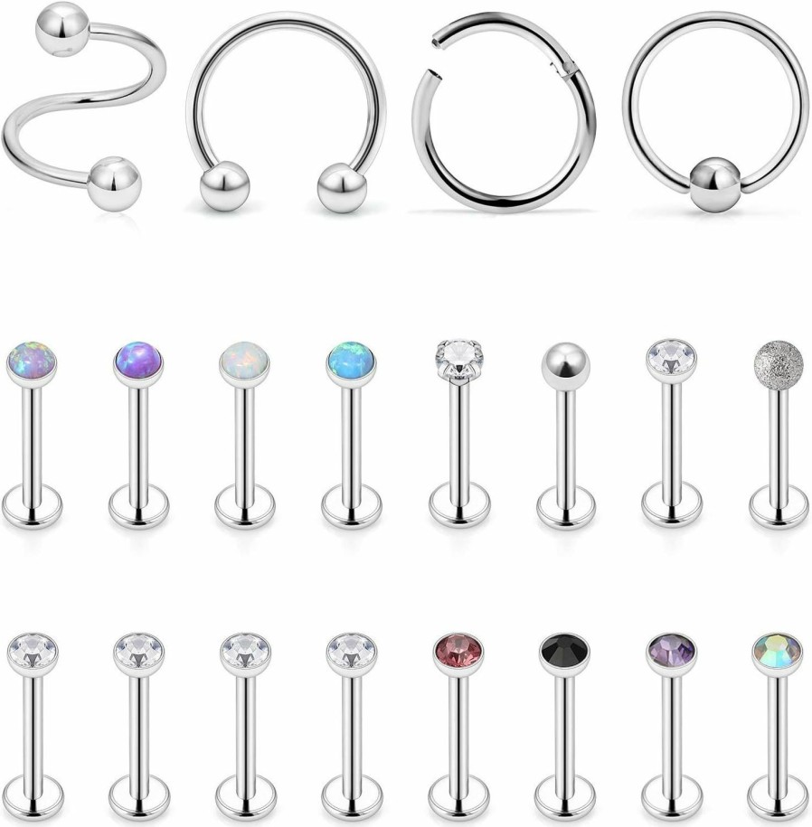 Wholesale Gadeaila Gadeaila 16G Lip Rings Stainless Steel Horseshoe Labret Monroe Lip Rings Nail Tragus Helix Earrings Studs Ring Medusa Piercing Jewelry 8Mm 10Mm 20-36Pcs Flat Back Stud Screw Mouth Piercings