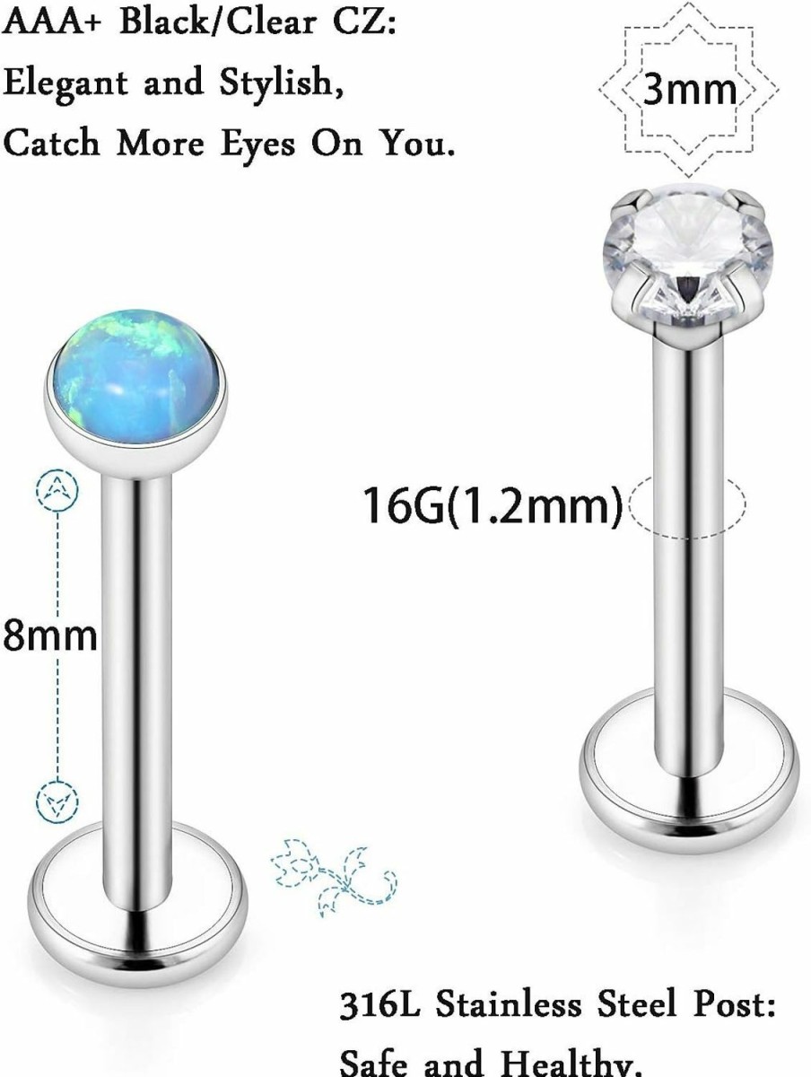 Wholesale Gadeaila Gadeaila 16G Lip Rings Stainless Steel Horseshoe Labret Monroe Lip Rings Nail Tragus Helix Earrings Studs Ring Medusa Piercing Jewelry 8Mm 10Mm 20-36Pcs Flat Back Stud Screw Mouth Piercings