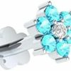 Clearance Generic Natural Diamond Blue Topaz Sterling Silver Nose Stud Flower In 16 Gauge And 8Mm Length/Diamond Nose Stud For Womens/Diamond Color- J-K Diamond Clarity- I1-I2 Diamond Weight 0.02 Ct