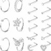 New IRONBOX Ironbox 20G Nose Rings For Women Surgical Steel Nose Rings Hoops L Shape Nose Studs Cz Heart Moon Nostril Nose Piercing Jewelry