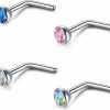 Online ZS Zs 4Pcs 20G Grade 23 Titanium Nose Rings For Women, 2Mm 3Mm Cz Nose Studs, Nose Bone/Screws/L Shaped Nose Piercing Jewelry