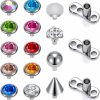 Online ZS Zs 14/15Pcs Cubic Zirconia Dermal Anchor Tops 2Mm 3Mm 4Mm, 14G Surgical Steel Internally Threaded Dermal Anchor Base Microdermals Piercing For Women Men