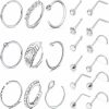 New Vsnnsns Vsnnsns 20G Nose Rings For Women Stainless Steel L Bone Screw Shaped Nose Studs Nose Rings Cz Nose Ring Hoop Nose Rings Studs Piercings Hoop Jewelry For Women Men