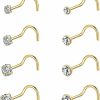 Best AccGin Accgin 10Pcs 18G 20G Nose Ring Surgical Steel Nose Rings Studs Piercing 1.5Mm 2Mm 2.5Mm 3Mm Round Diamond Cz L Shaped Corkscrew Nose Rings Gold Black Silver Nose Piercing