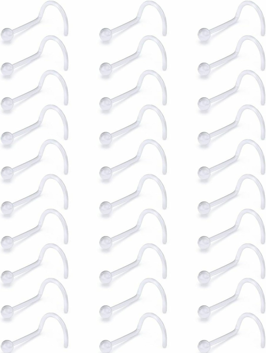 New Prjndjw Prjndjw Clear Nose Studs 20G 18G Clear Nose Rings For Work Plastic Nose Ring Clear Nose Piercing Nose Piercing Retainer Invisible Nose Ring For Work L Shaped Corkscrew Straight Nose Ring Retainer