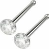 Hot Evonix Evonix 2Pc 20G Surgical Stainless Steel Bone Nose Rings Straight Stud Nostril 1Mm Crystal Cz Crystal Pin