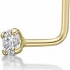 Wholesale Lavari Jewelers Lavari Jewelers L-Shape Nose Ring For Women In 14K White Or Yellow Gold With 0.01 To 0.07 Carat Diamond