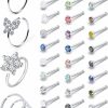 Best Prjndjw Prjndjw 20G Nose Rings Studs Surgical Steel Nose Studs Glow Dark Heart Opal Cz Flower Nose Piercing Jewelry Nose Rings For Women Straight Bend L Shaped Nose Rings 38Pcs 6.5Mm Nose Piercing Kit