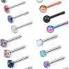 New Ruifan Ruifan 18G 316L Surgical Steel 1.5Mm 2Mm 2.5Mm 3Mm Opal & Clear Cz Nose Bone Rings Studs Ring Body Piercing Jewelry 8-16Pcs