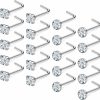 Online Uzgtvy Uzgtvy 18G Nose Rings Studs Cubic Zirconia Surgical Steel L Shaped Nose Nostril Piercing Jewelry For Women Men Girl Cz 1.5Mm 2Mm 2.5Mm 3Mm 20Pcs