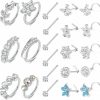 Clearance HAIAISO Haiaiso 22Pcs 20G Nose Rings Hoop 316L Stainless Steel Nose Studs Cz Flower Nose Piercing Jewelry L Shape Nose Studs Cartilage Earring Hoop Screw Nose Piercing Nostrial Piercing Jewelry For Women Men