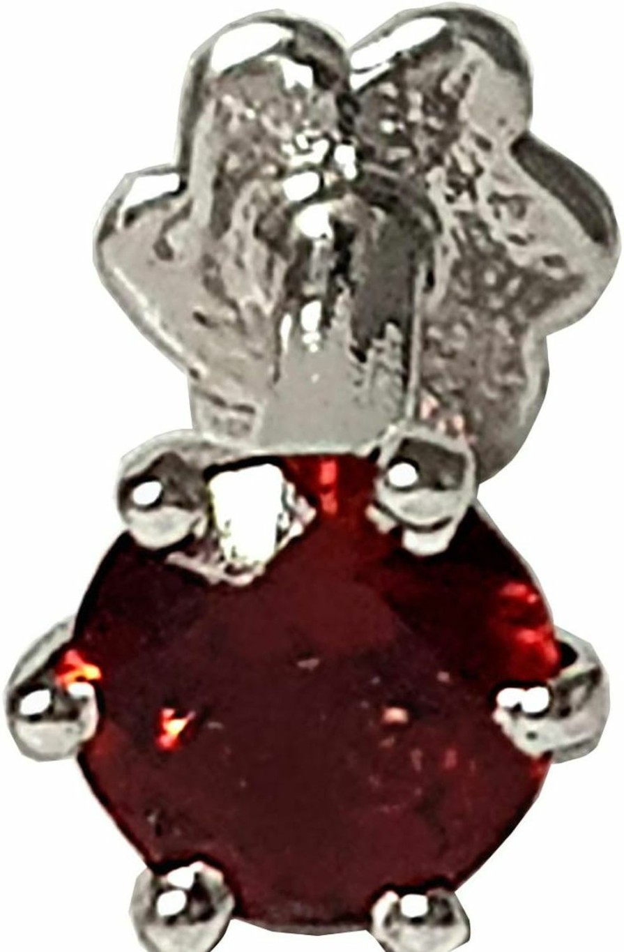 Hot DIWANI Diwani 14K Gold 4.0Mm Natural Garnet Gemstone Engagement Wedding Nose Lip Labret Monroe Body Piercing Ring Stud Pin Screw 0.230 Cents Color- Red 18 Gauge Thick 8.0Mm Length Screw Back Post