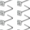 Best Kridzisw Kridzisw 24Pcs 18G 20G Surgical Steel Diamond Cz Nose Stud Rings L Shaped Piercing Jewelry 1.5Mm 2Mm 2.5Mm 3Mm