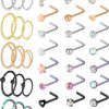 Wholesale ONESING Onesing 32-55 Pcs 20G Nose Rings For Women Nose Rings Hoops Nose Piercing Jewelry L Shape Nose Studs Screw Cz Nose Bone Studs Stainless Steel Body Piercing Jewelry