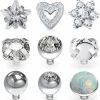 Best Ocptiy Ocptiy 9Pcs 14G Grade 23 Titanium Dermal Anchor Tops Internally Threaded Clear Star Heart Flower Gem Top Piercing Jewelry For Women Men