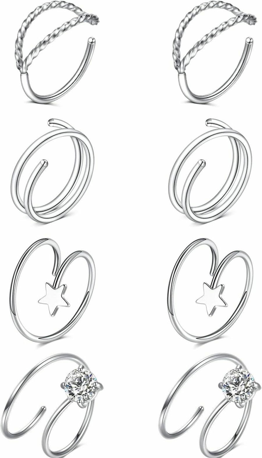 Hot VCMART Vcmart 20G Double Nose Rings Hoops For Single Piercing Twist Double Hoop Nose Ring For Women Surgical Steel Nose Hoops Spiral Nostril Nose Piercing Jewelry