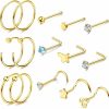 Online VALDEAS Valdeas 20G Nose Rings For Women 14K Gold Filled Nose Stud Piercings Jewelry Cz Gold Nose Ring Hoops Small Stainless Steel Nose Rings Set L Nose Rings Studs Screw For Men Nostril Piercing Jewelry 12-15Pcs