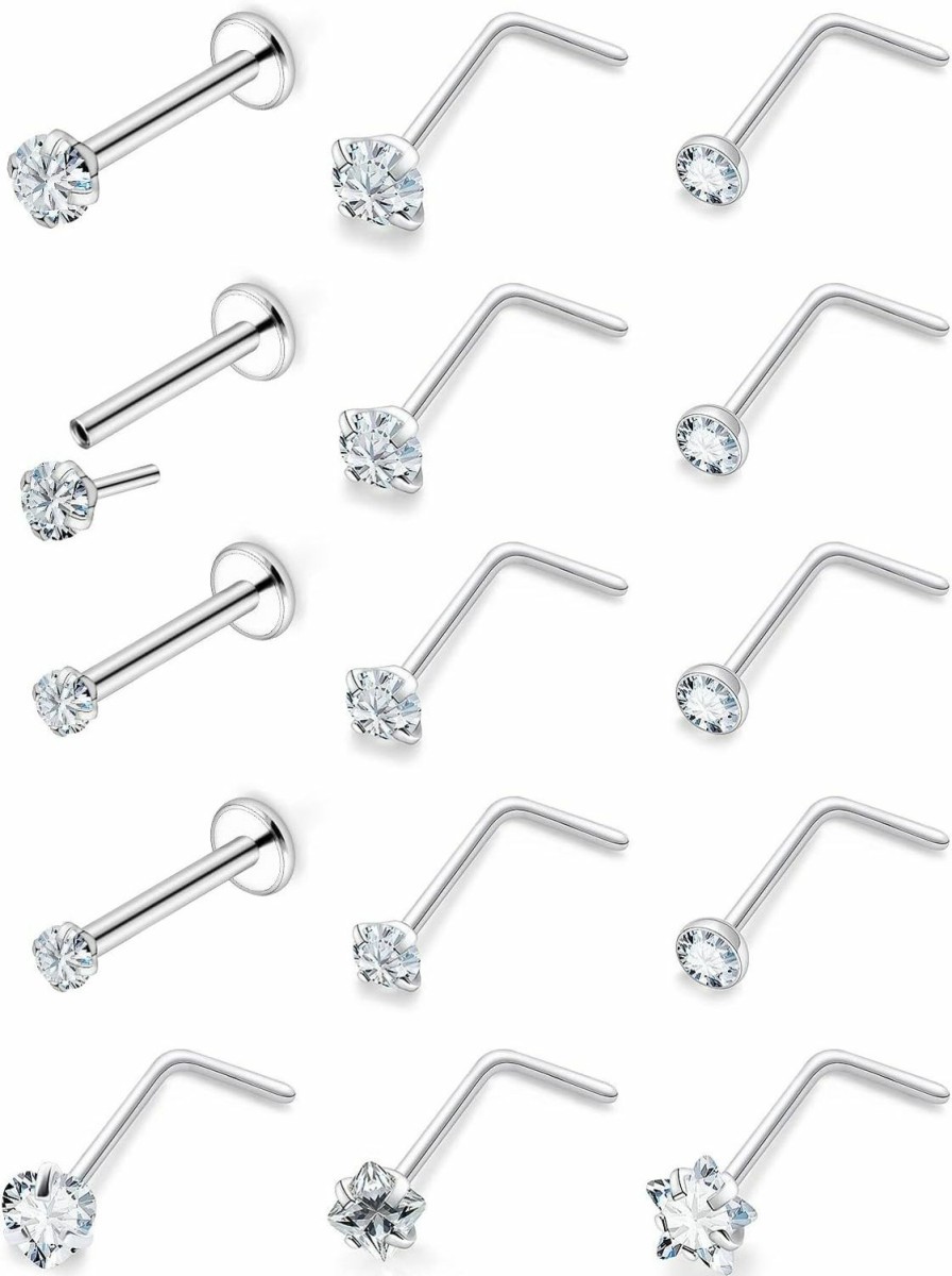 Hot Jenxnjsjo Jenxnjsjo Threadless Nose Stud Nose Rings Nose Studs Nose Ring Nose Stud Nose Piercings Nose Rings Studs Nose Rings For Women Nose Piercing Jewelry Surgical Steel Nose Ring Nose Piercing Nose Jewelry