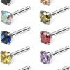 Clearance Ruifan Ruifan 10-25Pcs 18G Surgical Steel Mix Color Diamond Cz Nose Stud Rings Bone Pin Piercing Jewelry 1.5Mm 2Mm 2.5Mm 3Mm