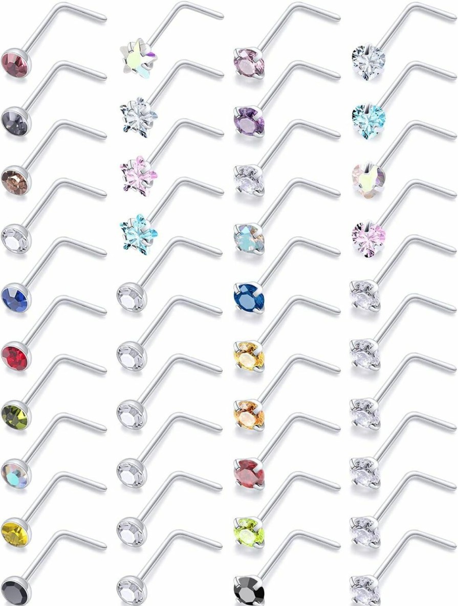 Online Gadeaila Gadeaila 20G Nose Rings Studs Surgical Steel Nose Piercing Jewelry Nose Studs For Women Men Hypoallergenic Heart Cz Diamond Nostril Piercing Jewelry 20 Gauge 6.5Mm~7Mm Cute Nose Rings