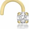 Online Lavari Jewelers Lavari Jewelers 0.01 To 0.07 Carat Lab Grown Diamond Curved Screw Nose Ring In 14K White Or Yellow Gold (D-E, Vvs1-Vvs2 To I2-I3, Cttw) 20 Gauge Nose Ring 1.3 To 2.7 Mm