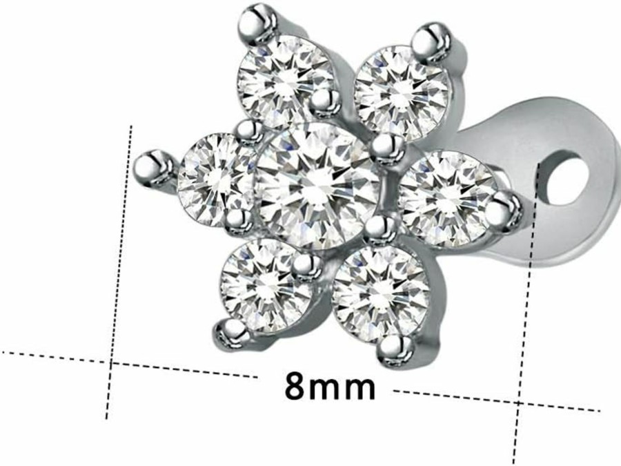 Best Kokoma 2Pcs 14G Cubic Zirconia Dermal Anchor Tops And Base Surgical Steel Dainty Crystal Microdermals Body Piercings Studs Punk Personalized Jewelry Gifts For Women Girls Bff Hypoallergenic