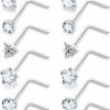 New Lcolyoli Lcolyoli 18G 20G Nose Rings Studs Surgical Steel Nose Piercings L Shaped Screw Nose Studs Cubic Zirconia Nose Ring Nose Piercing Jewelry For Women Men