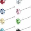 Hot Sllaiss Sllaiss 8Pcs 22G Sterling Silver Nose Rings Studs Pin For Women Men 3Mm Mix Color Round Czech Crystal Nose Body Piercing Jewelry