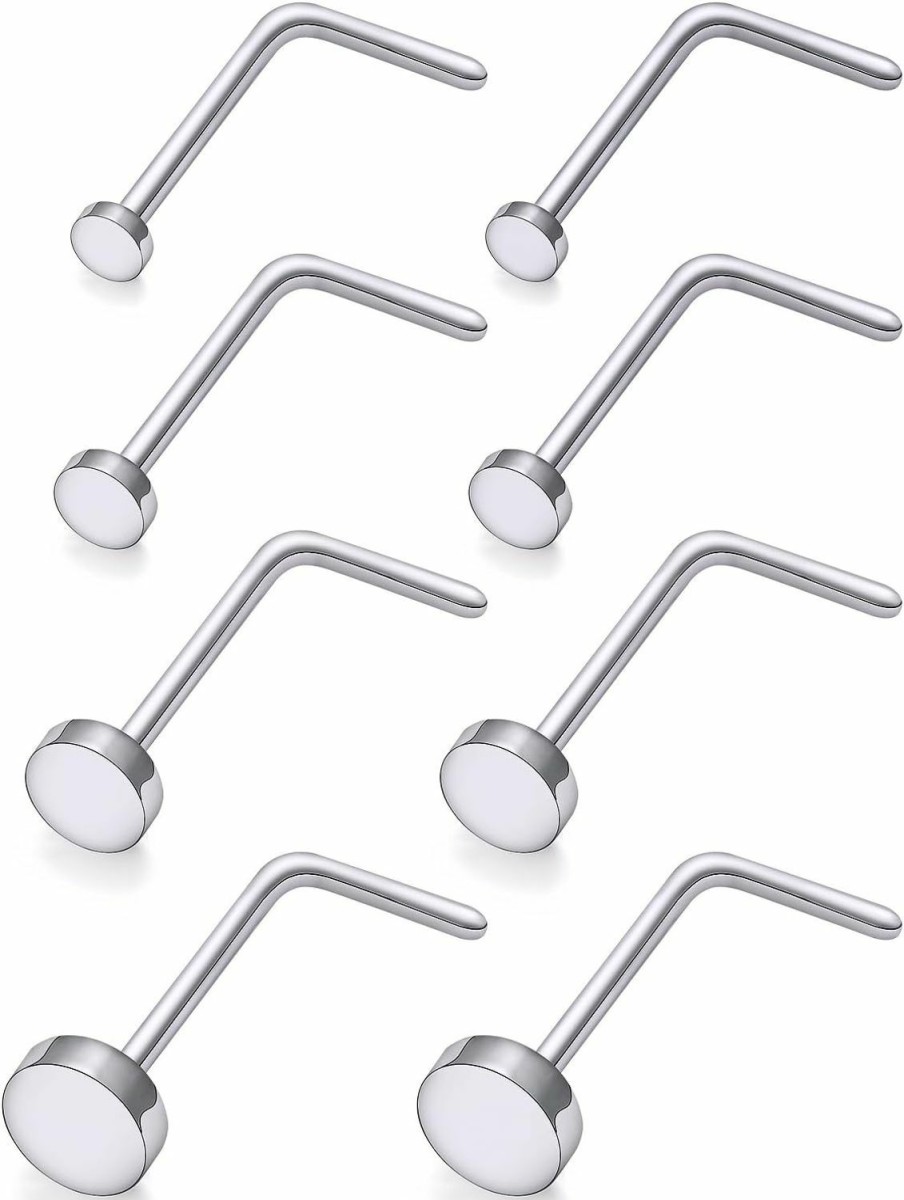 Hot Lsnevsie Lsnevsie 18G 20G 22G Titanium Nose Rings G23 Nose Studs For Women Men Nose Nostril Piercing Jewelry Top Flat 1.5Mm 2Mm 2.5Mm 3Mm 4 Pair