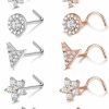 New UBGICIG Ubgicig 10Pcs 20G Stainless Steel Nose Rings Stud Butterfly L Shaped Nose Rings Snowflake Round Nose Stud Screw Nose Rings Triangle Flower Nose Stud For Women Men