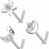 Online BODY16G CZCZ Body16G Czcz 4Pcs 20G Butterfly,Heart Nose Rings 316L Stainless Steel L Shaped Star Nose Studs Nose Rings Nose Piercing Jewelry For Women Men