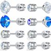 Clearance VOLUKA Pack Of Titanium Screw Back Earrings Faux Diamond Cz Studs For Women Men 20G Surgical Stainless Steel Blue White Cubic Zirconia Hypoallergenic For Sensitive Ear Barbell Helix Piercing Post