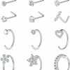 New AccGin Accgin 12Pcs 20G 18G Nose Piercing Kit Nose Rings Hoops Surgical Steel L Shape Nose Studs For Nose Rings For Women Silver Gold Nose Piercing Jewelry