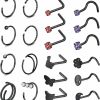 Best ZS Zs 20G Black Corkscrew L Shaped Nose Rings For Women, Surgical Steel Nose Rings Hoop, Bats Skull Halloween Nostril Studs Nose Piercings Jewelry